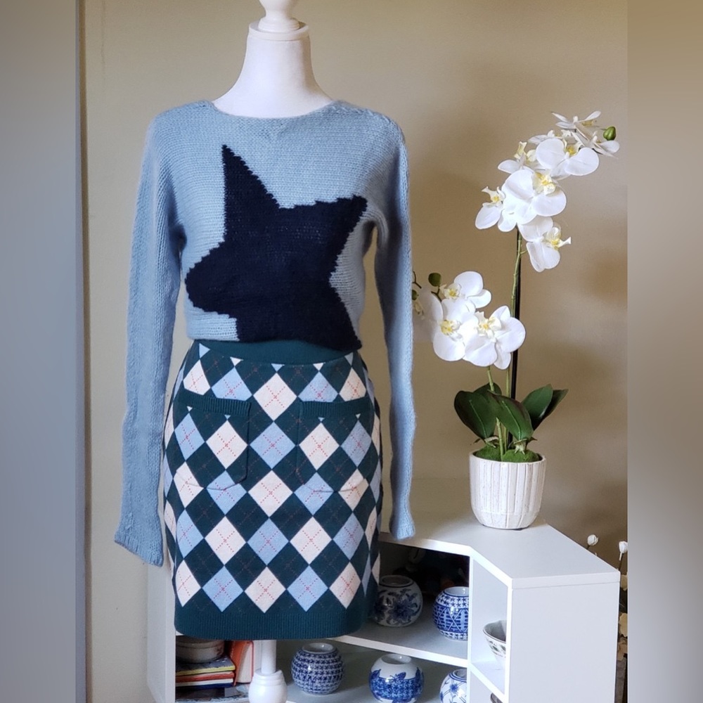Brand New Free people argyle viola sweater knit skirt with tag
